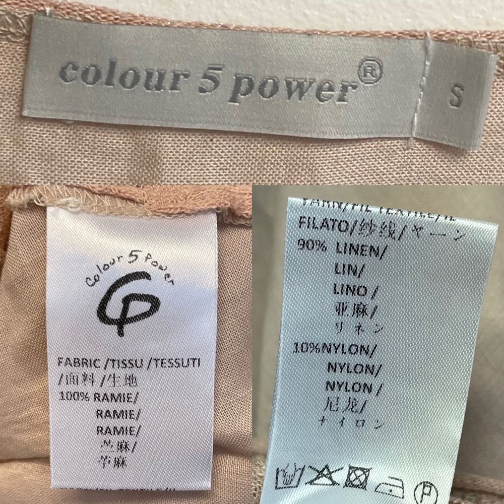 COLOUR 5 POWER Linen Oversized V-Neck Blouse Blush S - Picture 4 of 4